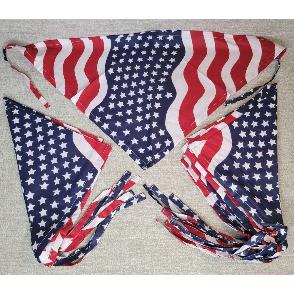 Set of 12 USA American Flag Bandannas Kerchief Facemask 100% Cotton Lot NEW